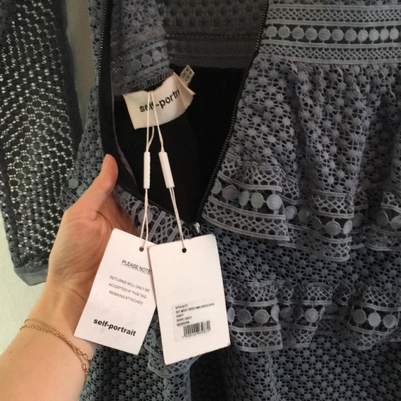 SOLD self portrait mesh-dot tiered blue dress 6 - Picture 4 of 6